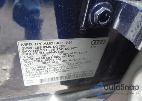 2021 Audi Q7 Premium Plus 55 Tfsi Quattro Tiptronic z USA, uszkodzony, nr VIN WA1LXAF70MD017554